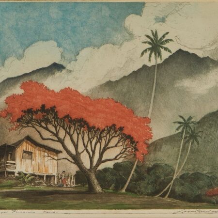 Leon Pescheret Aquatint "Royal Poinciana, Hawaii"