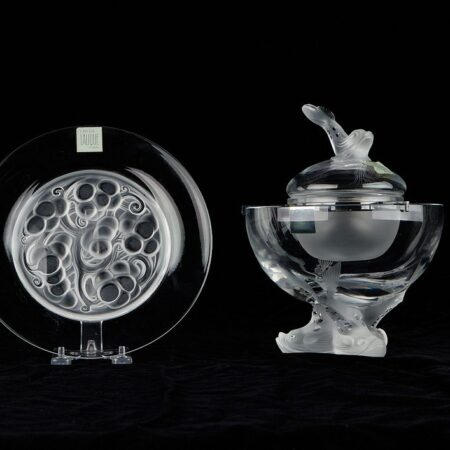Lalique Igor Caviar Bowl and Grape Plate
