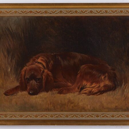 Hermann Simon Oil on Canvas Dog Painting 1883