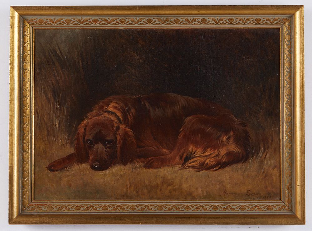 le_pho_banner 2 Hermann Simon Oil on Canvas Dog Painting 1883