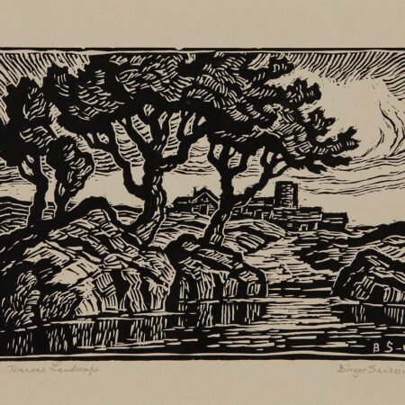 Birger Sandzen "Kansas Landscape" Woodcut