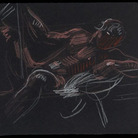 Paul Cadmus Reclining Male Nude Crayon on Black Paper