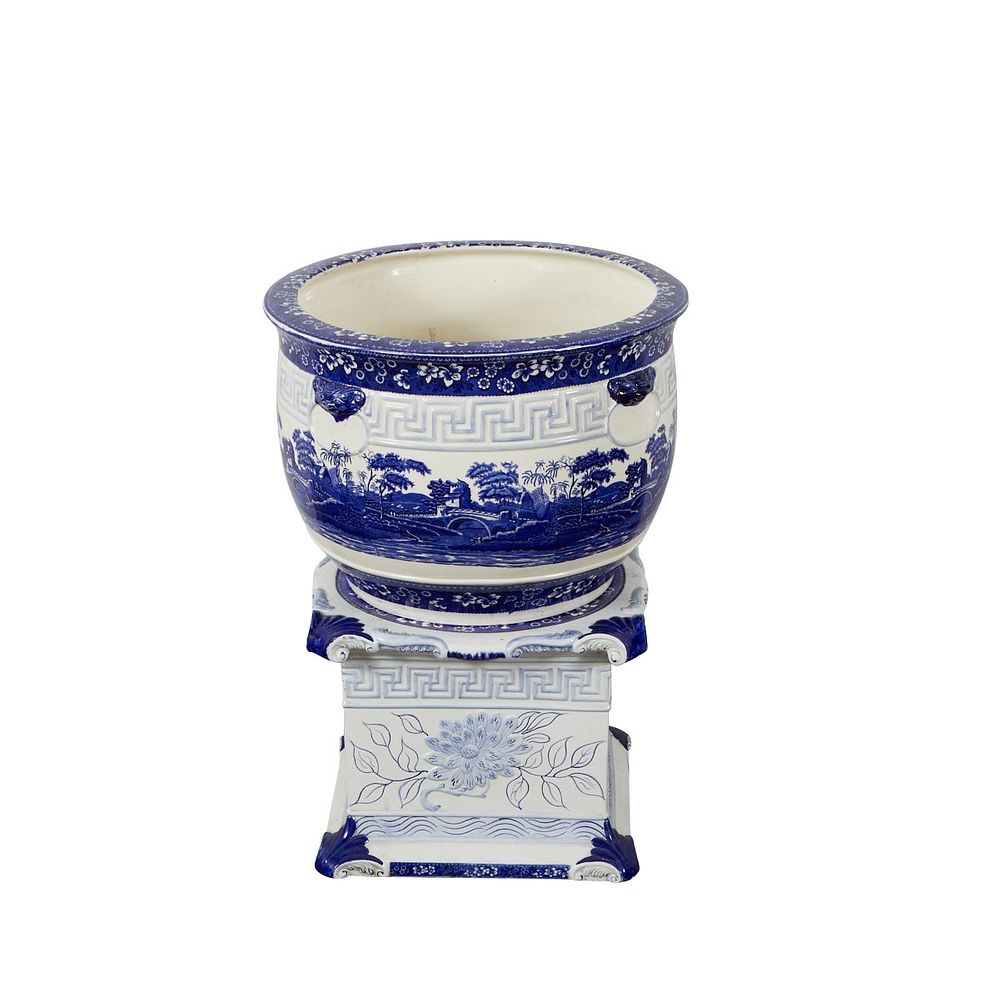 le_pho_banner 2 Copeland Transferware Jardiniere/Fishbowl w/ Stand