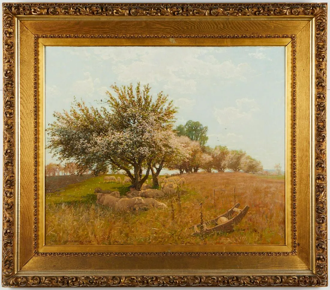 le_pho_banner 2 Alexis Fournier "A Spring Pastorale" Large Impressionist Painting