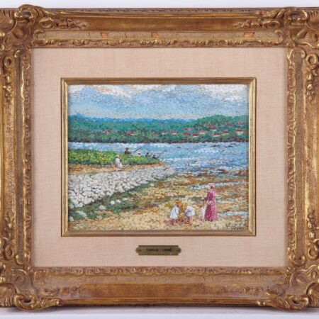 Camille Lesne "Peche en Mer" Pointillist Painting