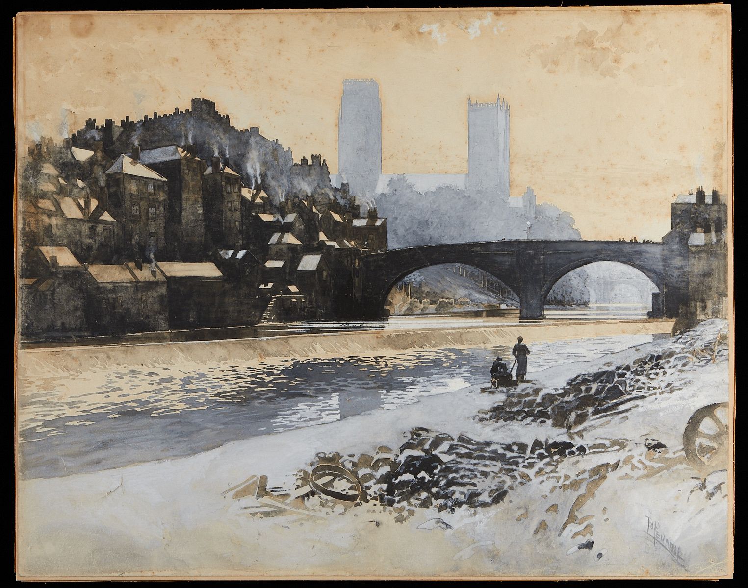 le_pho_banner 2 Joseph Pennell Watercolor "Durham Cathedral from N.W."