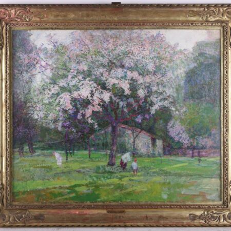 Victor Charreton "Pommier Fleurs" Oil on Board