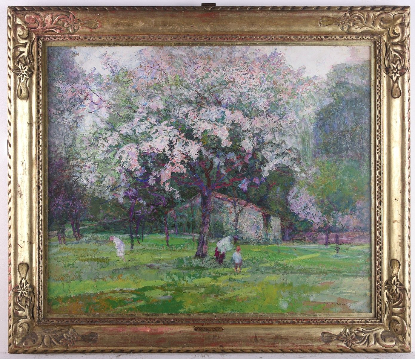 Victor Charreton "Pommier Fleurs" Oil on Board