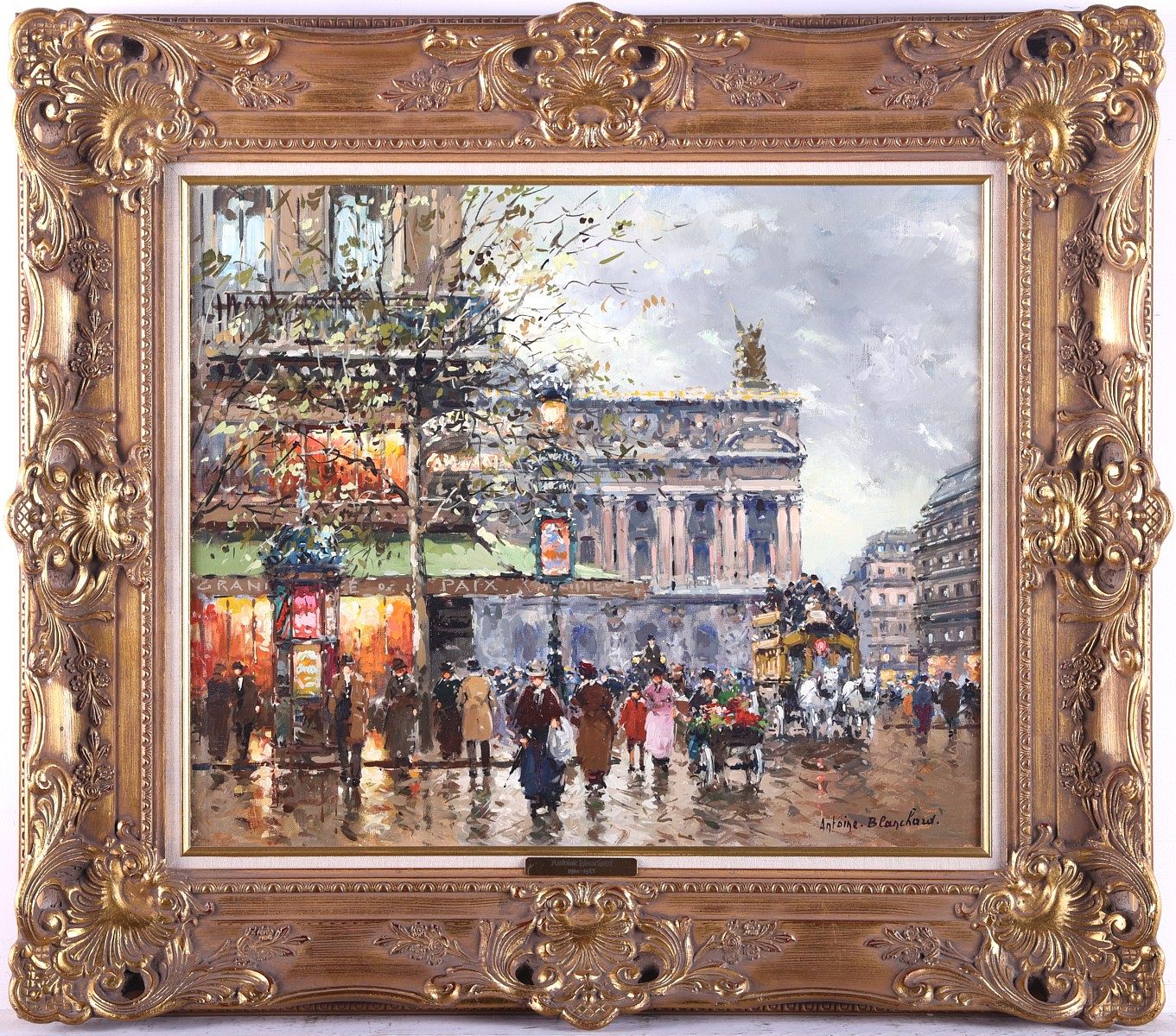 Antoine Blanchard "Cafe de la Paix" Oil on Canvas Antoine Blanchard "Cafe de la Paix" Oil on Canvas