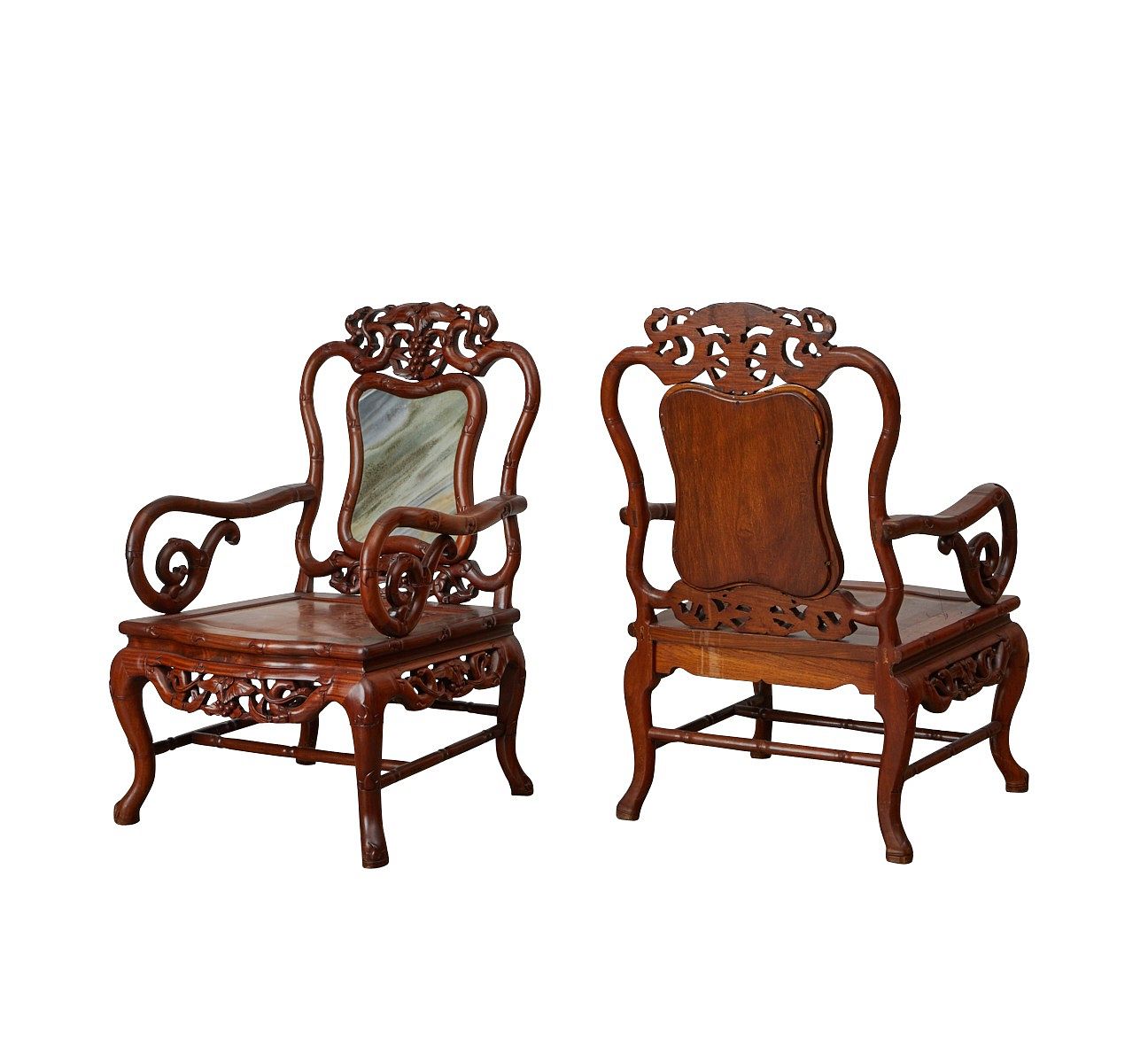 le_pho_banner 2 Pair of Chinese Anglo Export Armchairs w/ Marble Inset
