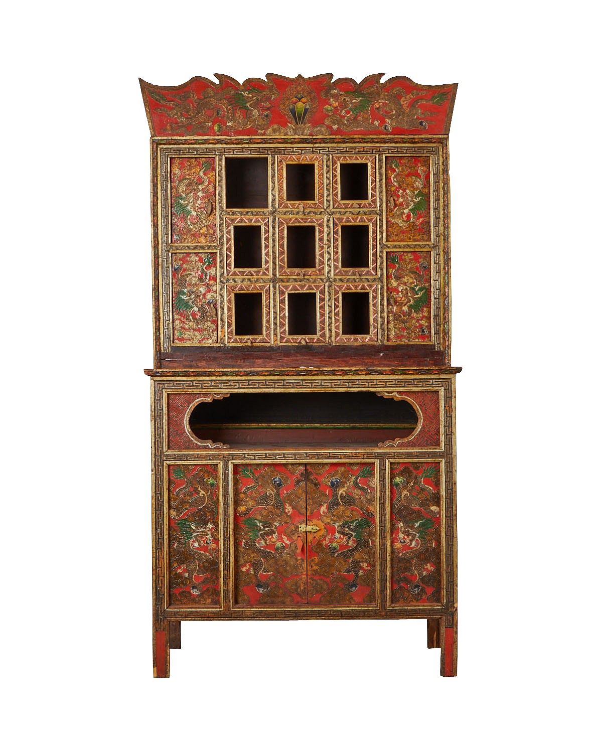 le_pho_banner 2 Tibetan Polychrome Reliquary Cabinet