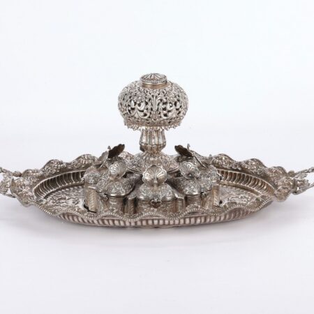 Sterling Silver Indian Pandan Spice Box w/ Tray
