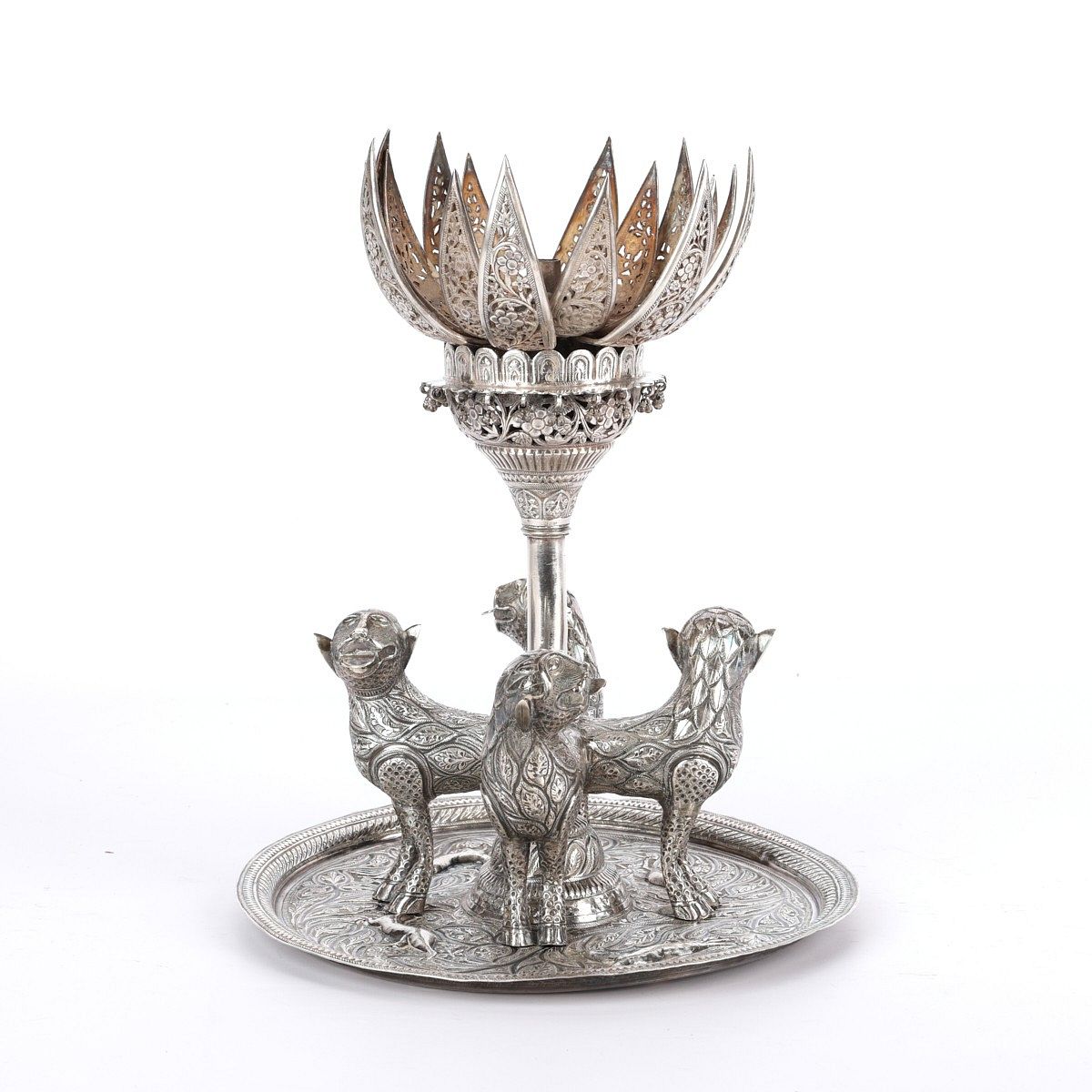 le_pho_banner 2 Silver Indian Lotus Incense Burner w/ Tray