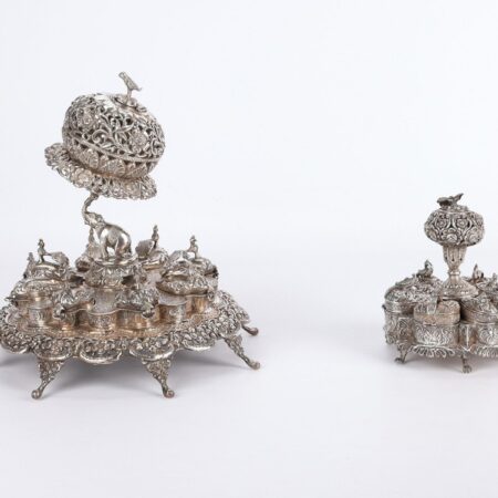 2 Silver Indian Pandan Spice Boxes