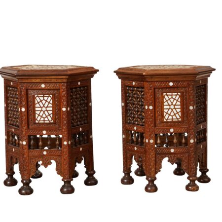 Pair Syrian Mother of Pearl Inlaid Side Tables