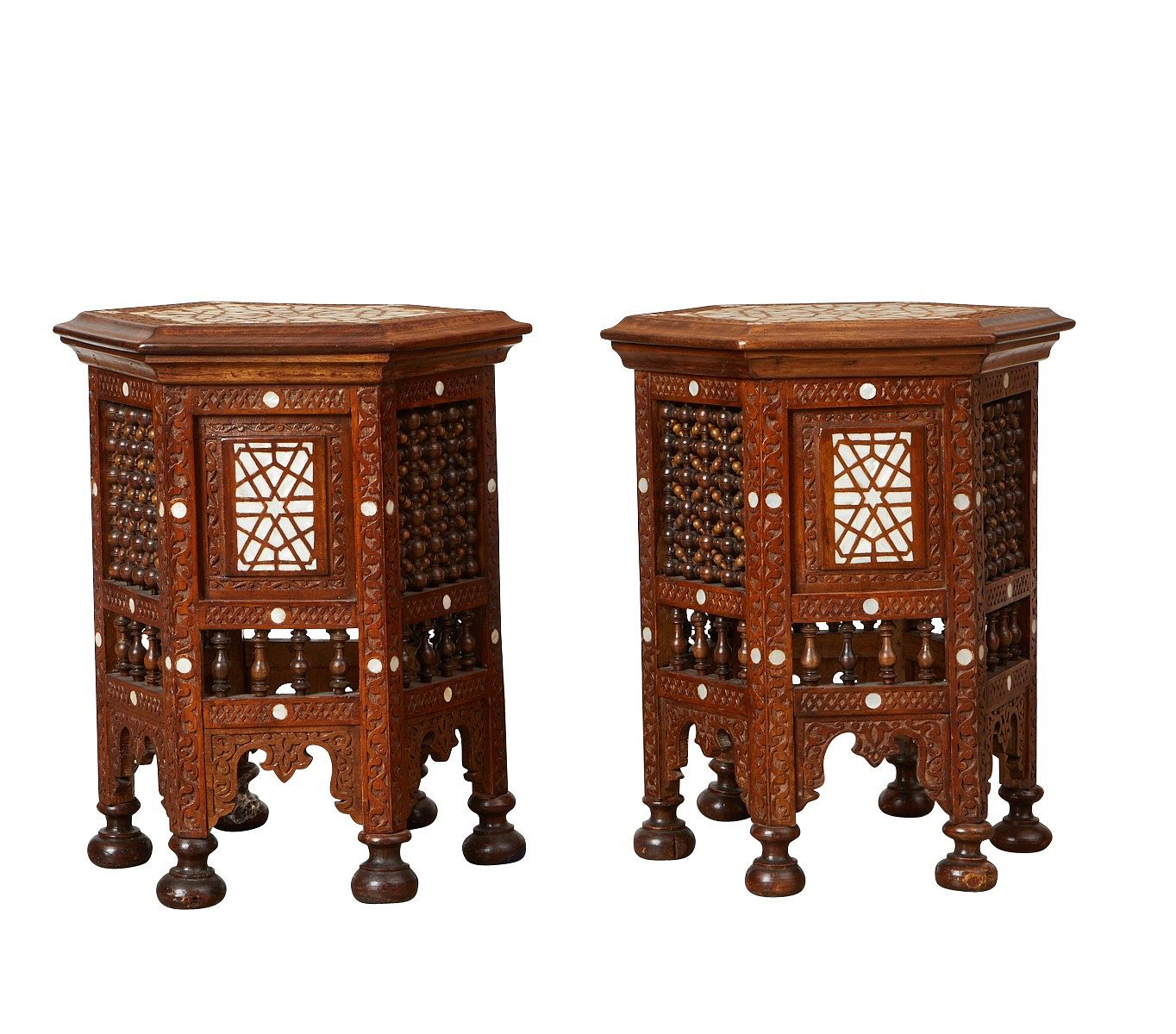 le_pho_banner 2 Pair Syrian Mother of Pearl Inlaid Side Tables