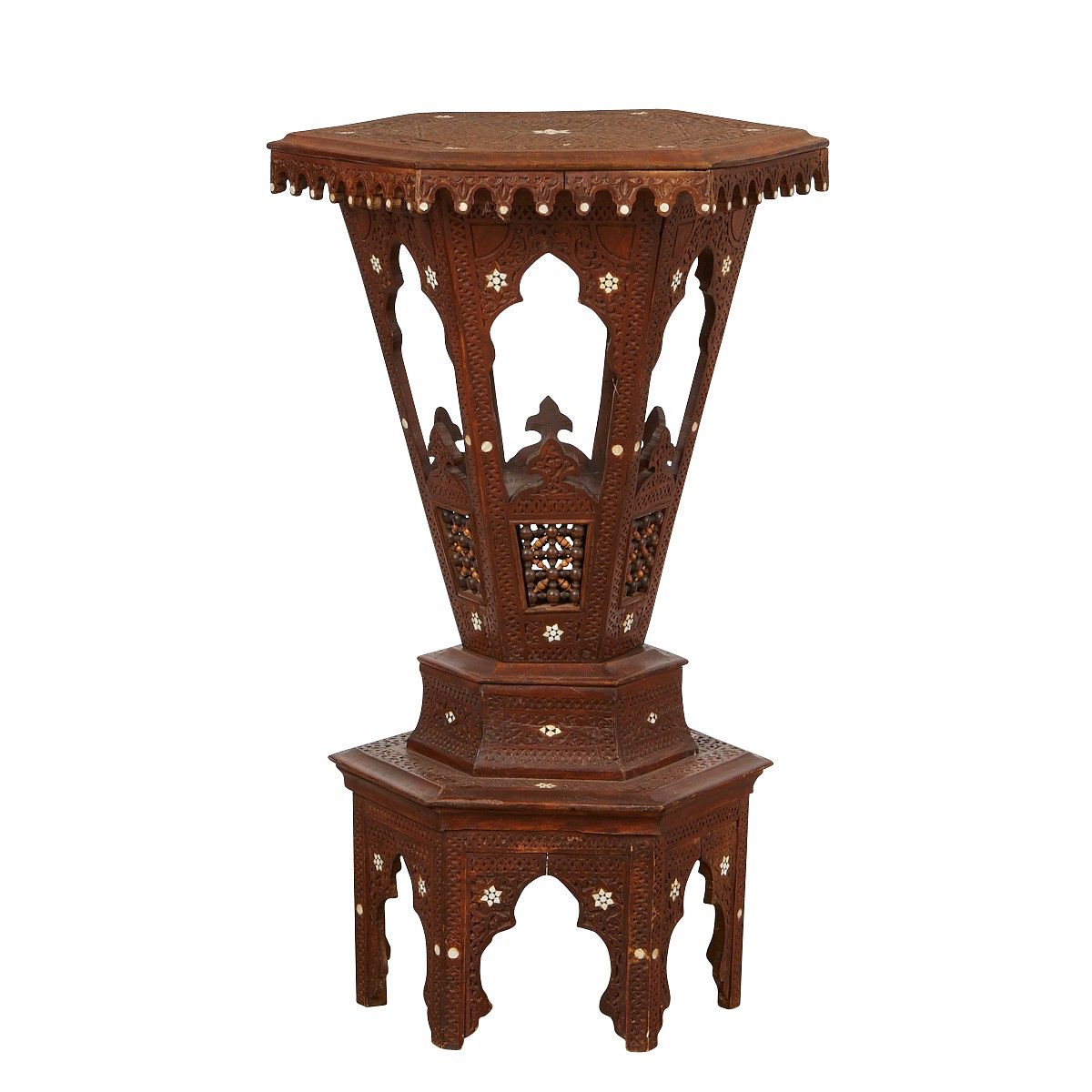 le_pho_banner 2 Syrian Hexagonal Mother of Pearl Inlaid Side Table