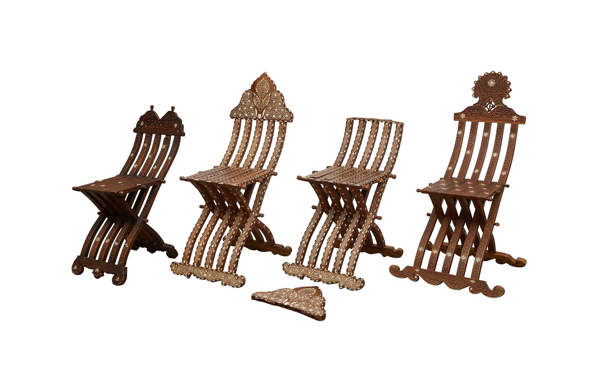 le_pho_banner 2 4 Syrian Mother of Pearl Folding Scribe Chairs