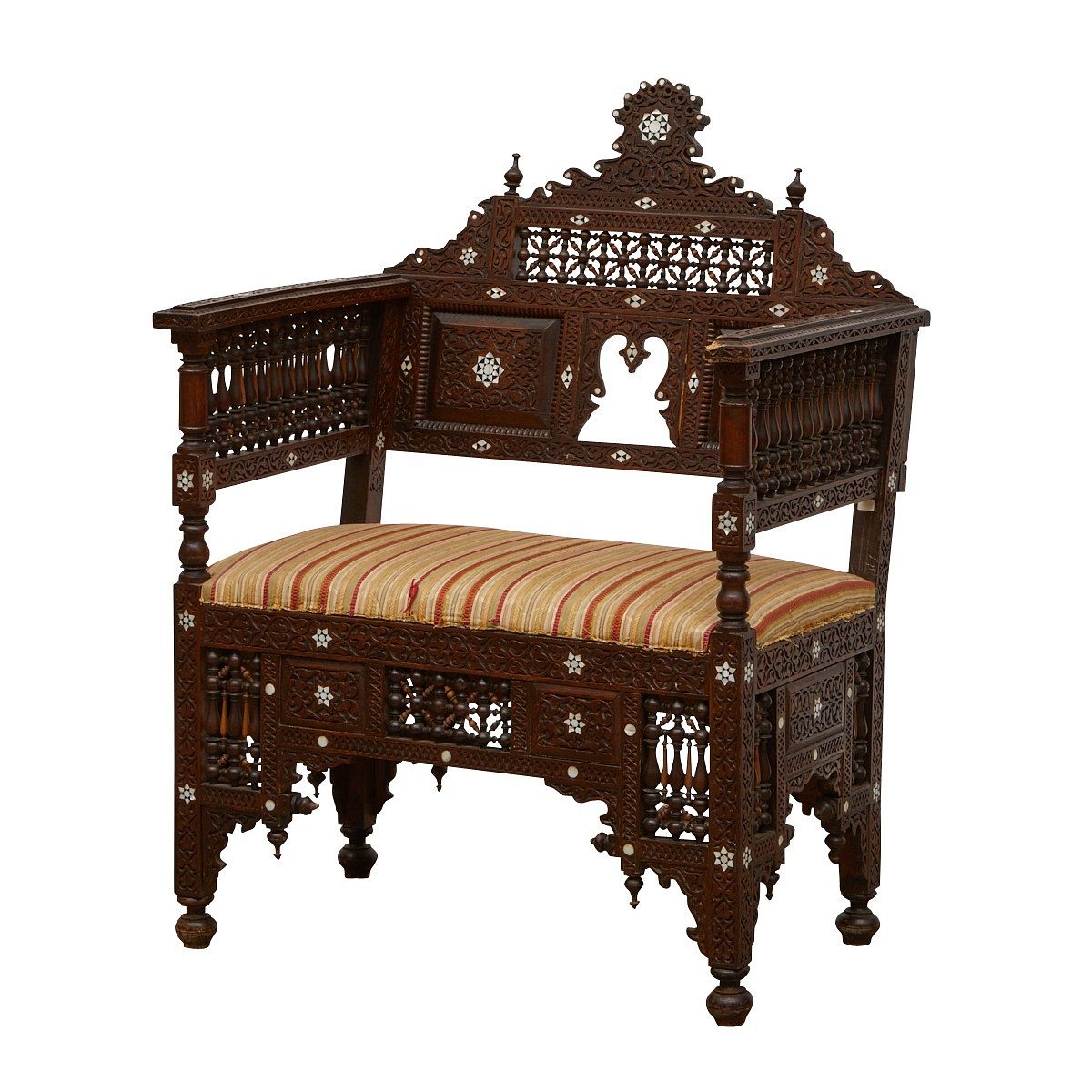 le_pho_banner 2 Syrian Mother of Pearl Inlaid Armchair