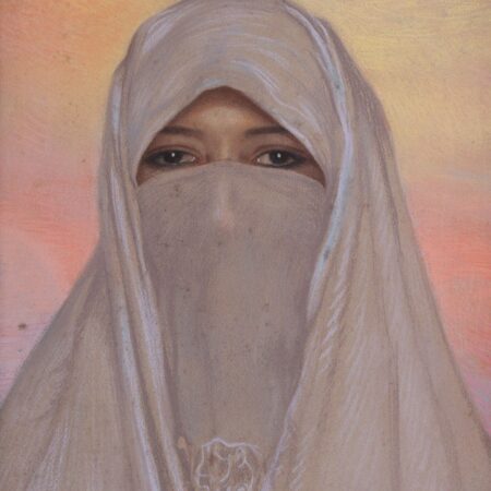Francisco Gras "Veiled Woman" Pastel Drawing