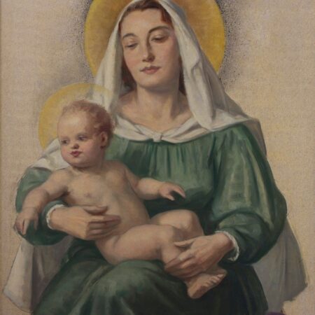 Ivo Saliger "Madonna mit Kind" Oil on Fiberboard