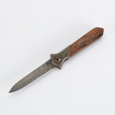 Zaza Revishvili Folding Damascus Steel Knife