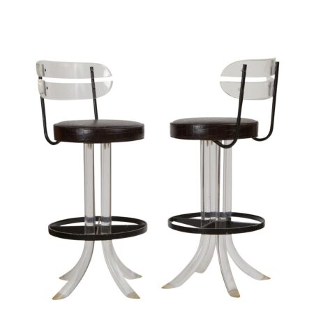 Pair Charles Hollis Jones MCM Lucite Bar Stools