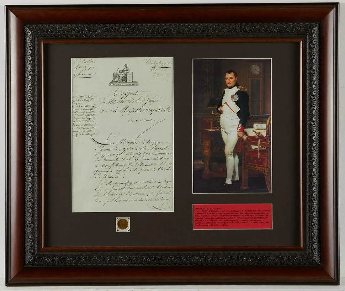 le_pho_banner 2 Napoleon Signed Military Letter w/ Gold Franc
