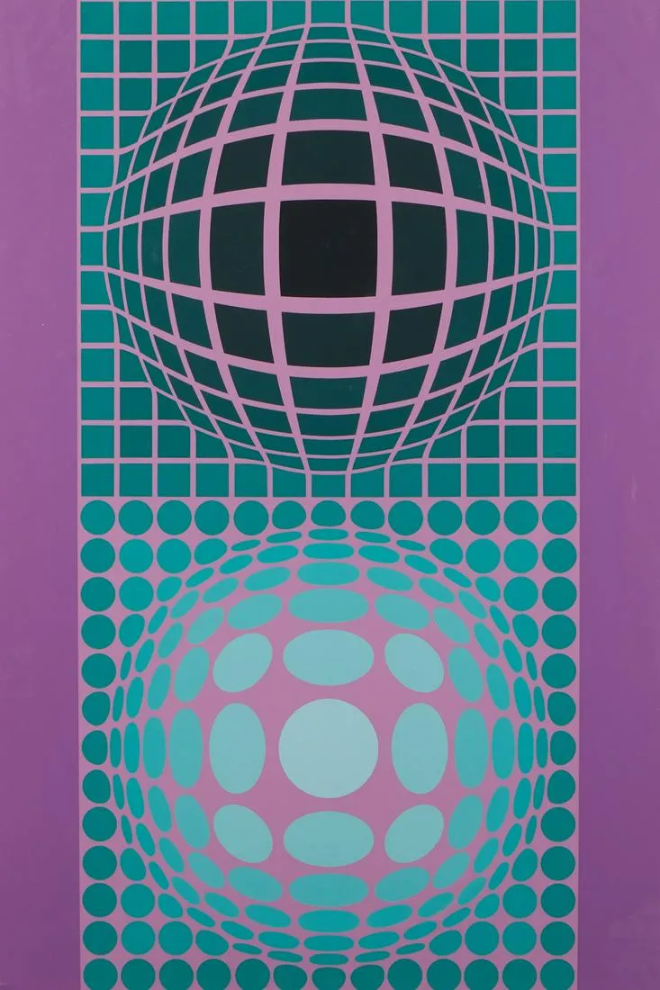le_pho_banner 2 Vasarely "Oltar-Zoeld" Op-Art Serigraph