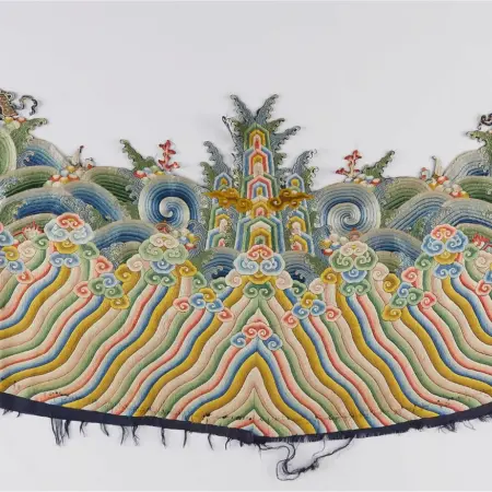 Rare Chinese Embroidered Silk Robe End