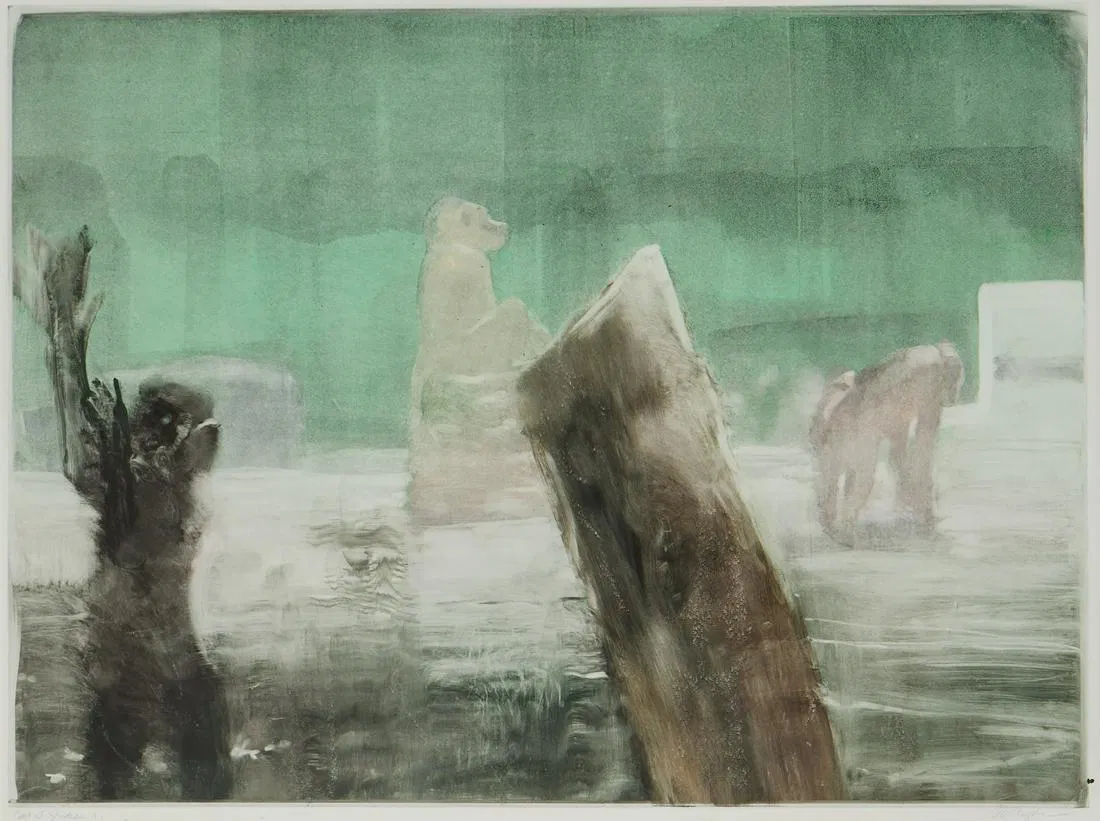 Michael Mazur "Cage at Stoneham" Monotype