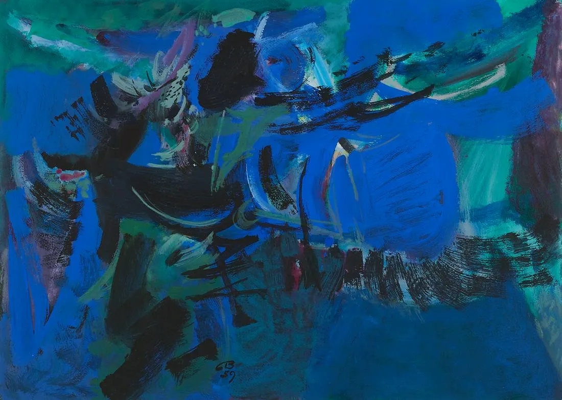 le_pho_banner 2 Cameron Booth Gouache Abstract Painting 1959