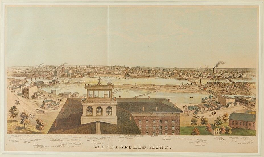 Minneapolis Map Shober and Chicago Lithograph Co