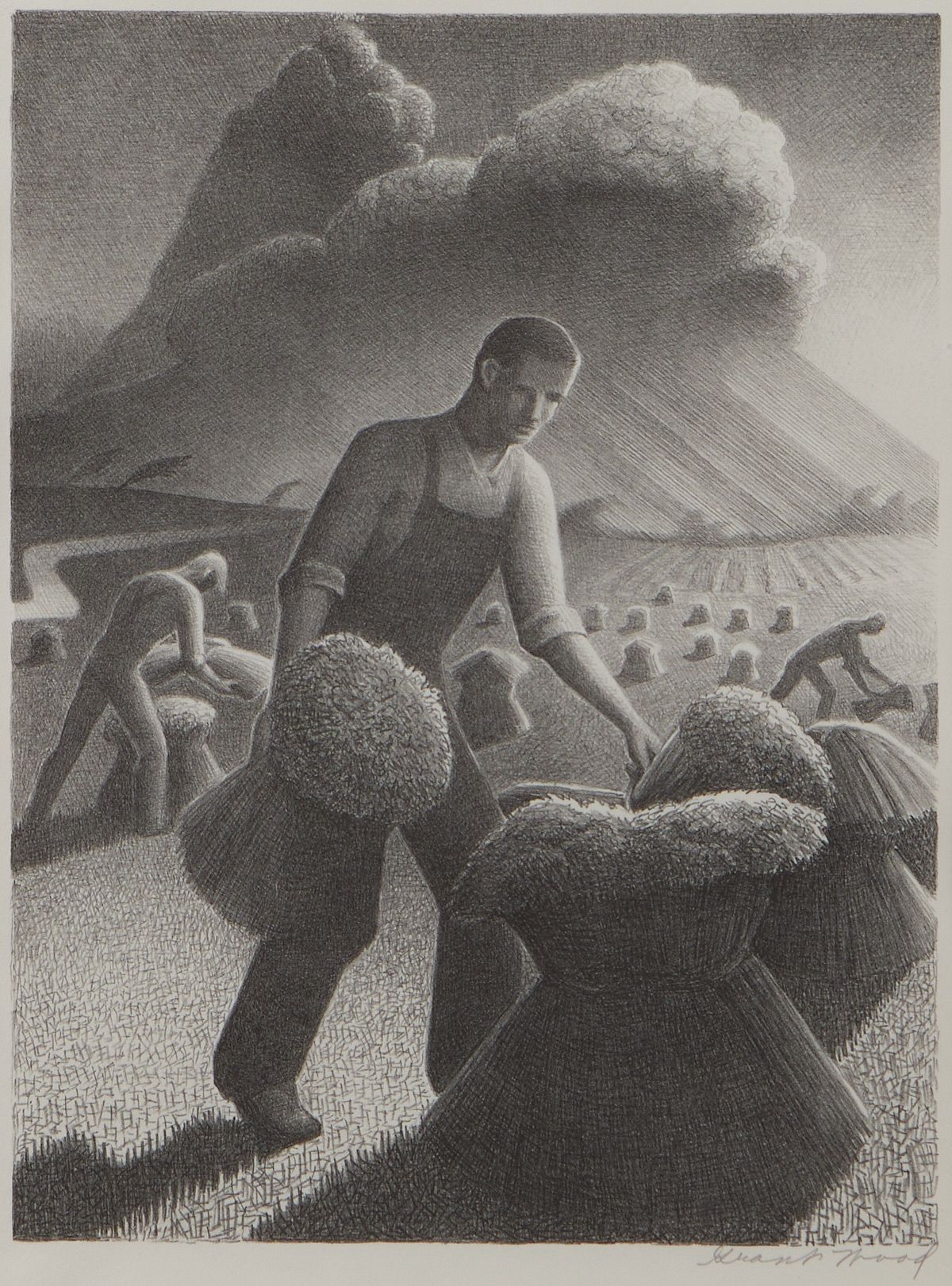 le_pho_banner 2 Grant Wood "Approaching Storm" Lithograph