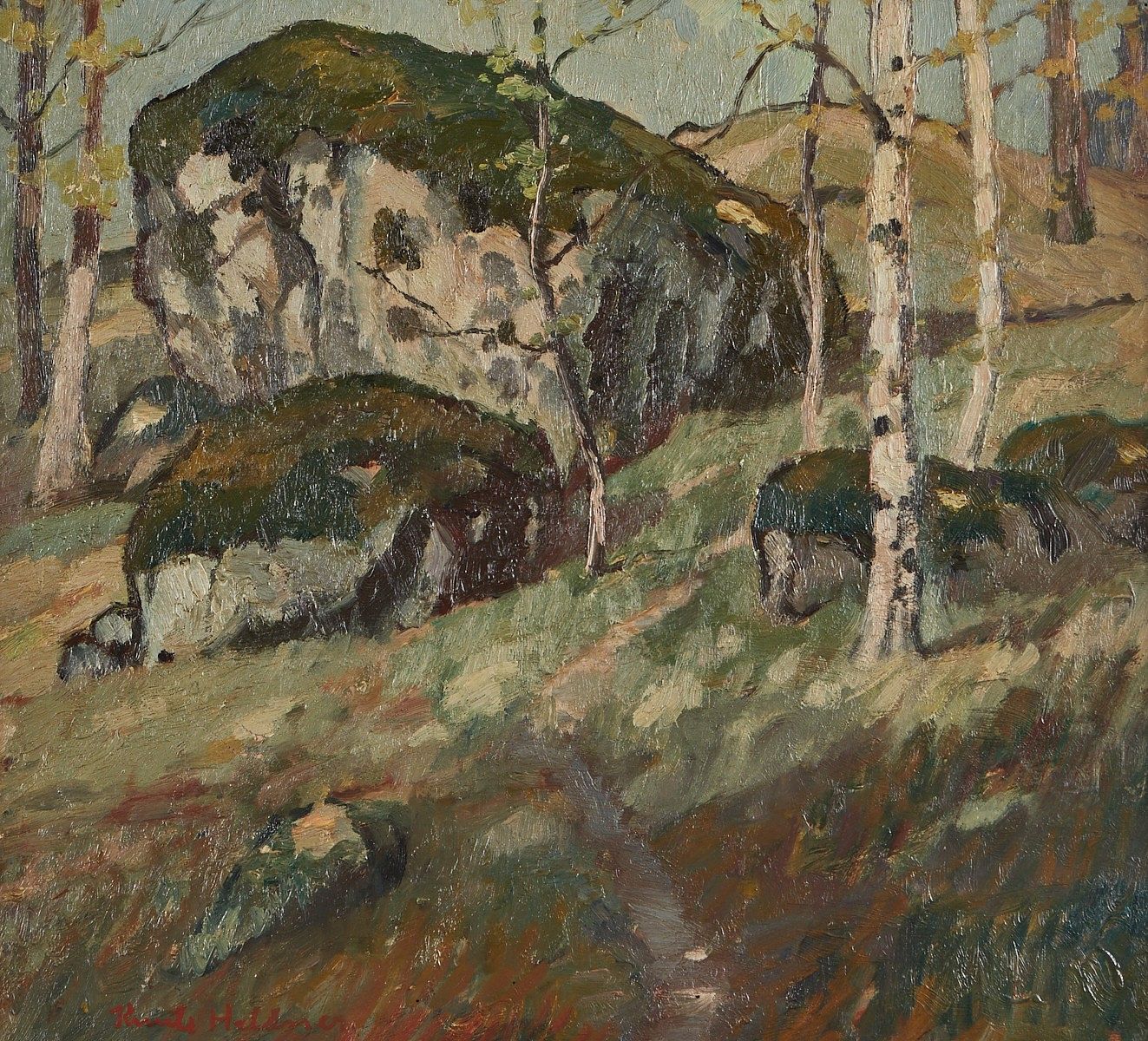 le_pho_banner 2 Knute Heldner "Moss Covered Rocks" Oil on Board