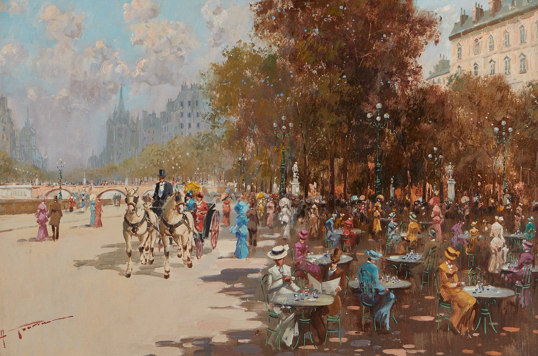 le_pho_banner 2 Antonio Gravina Park Scene Oil on Canvas