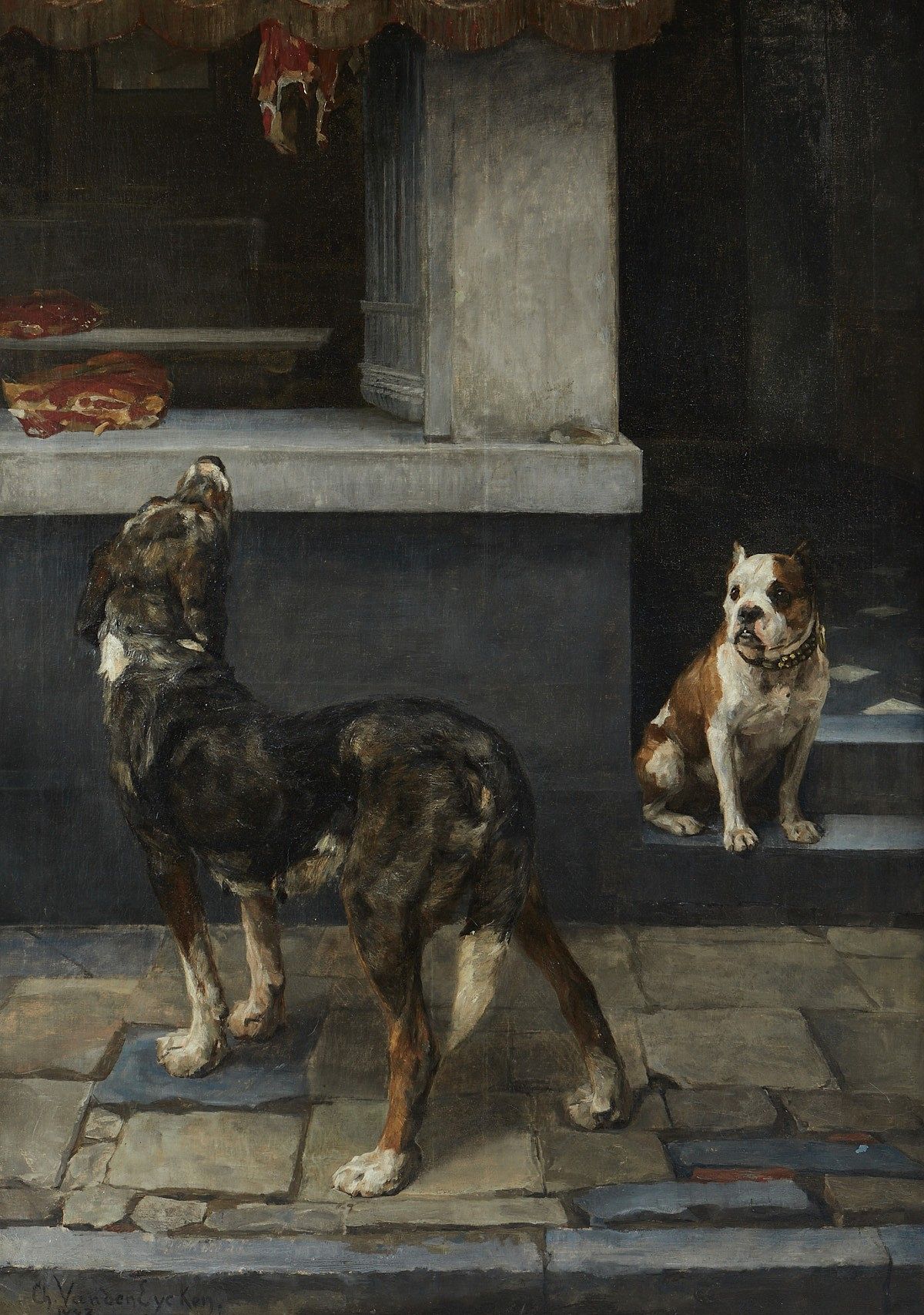 le_pho_banner 2 Charles van den Eycken Dogs at Butcher Painting