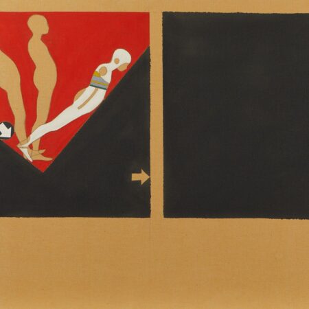 Ernest Trova "Falling Man" Oil on Canvas