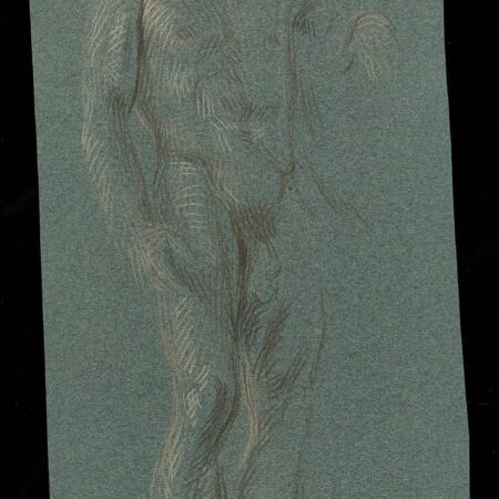 Paul Cadmus Male Nude Crayon on Green Paper