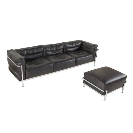 Le Corbusier Cassina LC3 Sofa and LC2 Ottoman