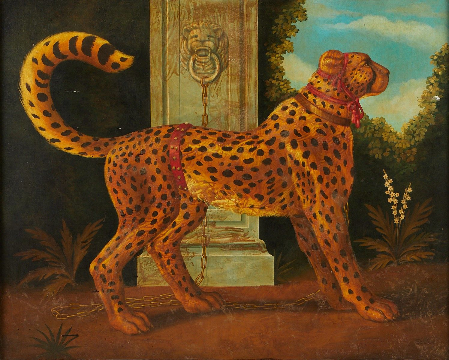le_pho_banner 2 William Skilling Cheetah in a Red Harness Painting