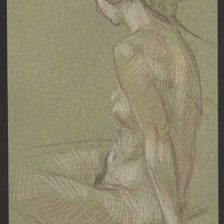 Paul Cadmus Seated Female Nude Crayon on Paper