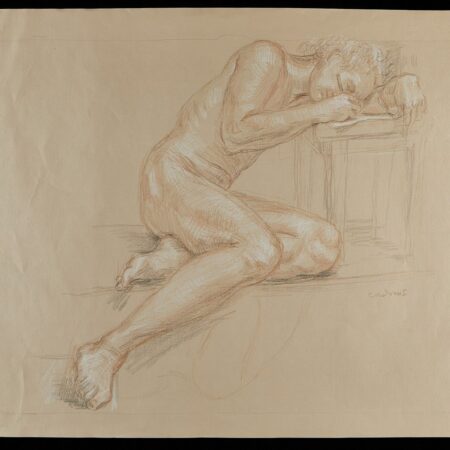 Paul Cadmus Male Nude Crayon on Paper