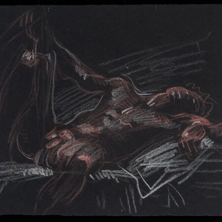 Paul Cadmus Reclining Male Nude Crayon on Paper