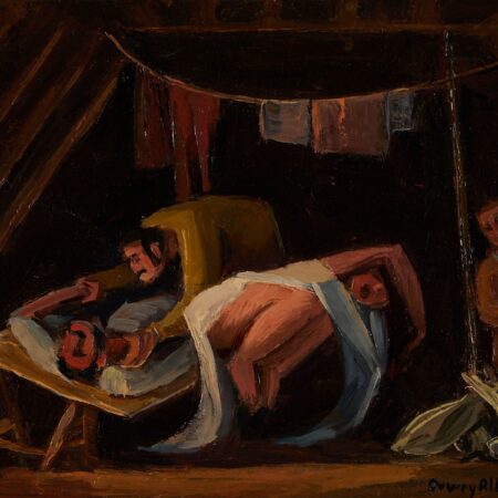 Dewey Albinson "Event in the Loft" Oil on Canvas