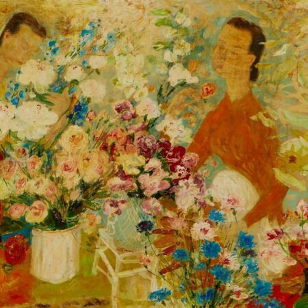 Le Pho Painting of Two Women w/ Flowers