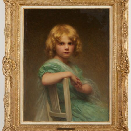 Edouard Cabane Girl in Green Dress Oil Painting