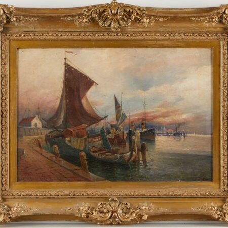 Karl Kaufmann Leo Perla Oil Painting Harbor
