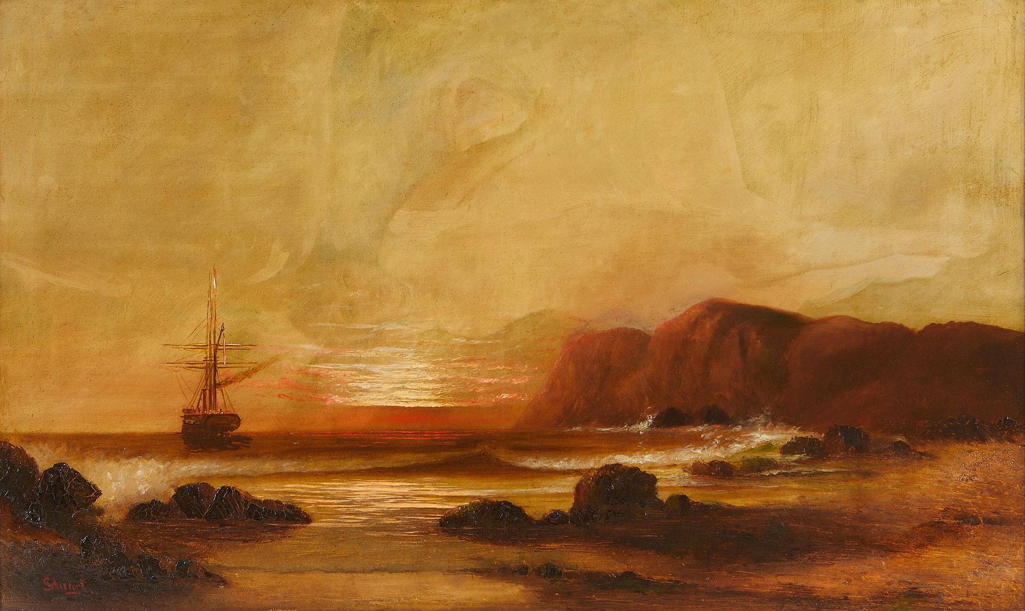 le_pho_banner 2 Alexander C. Stuart Marine Painting w/ Woman