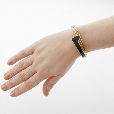 Robert Wander France 14K Gold & Onyx Cuff Bracelet